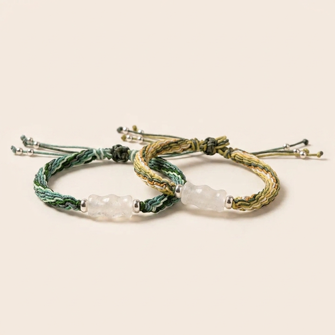 White Jade Bamboo Lucky Knot Bracelet