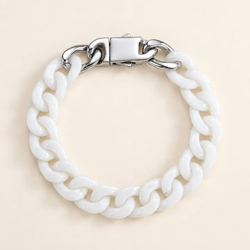 White Jade Cuban Link Bracelet