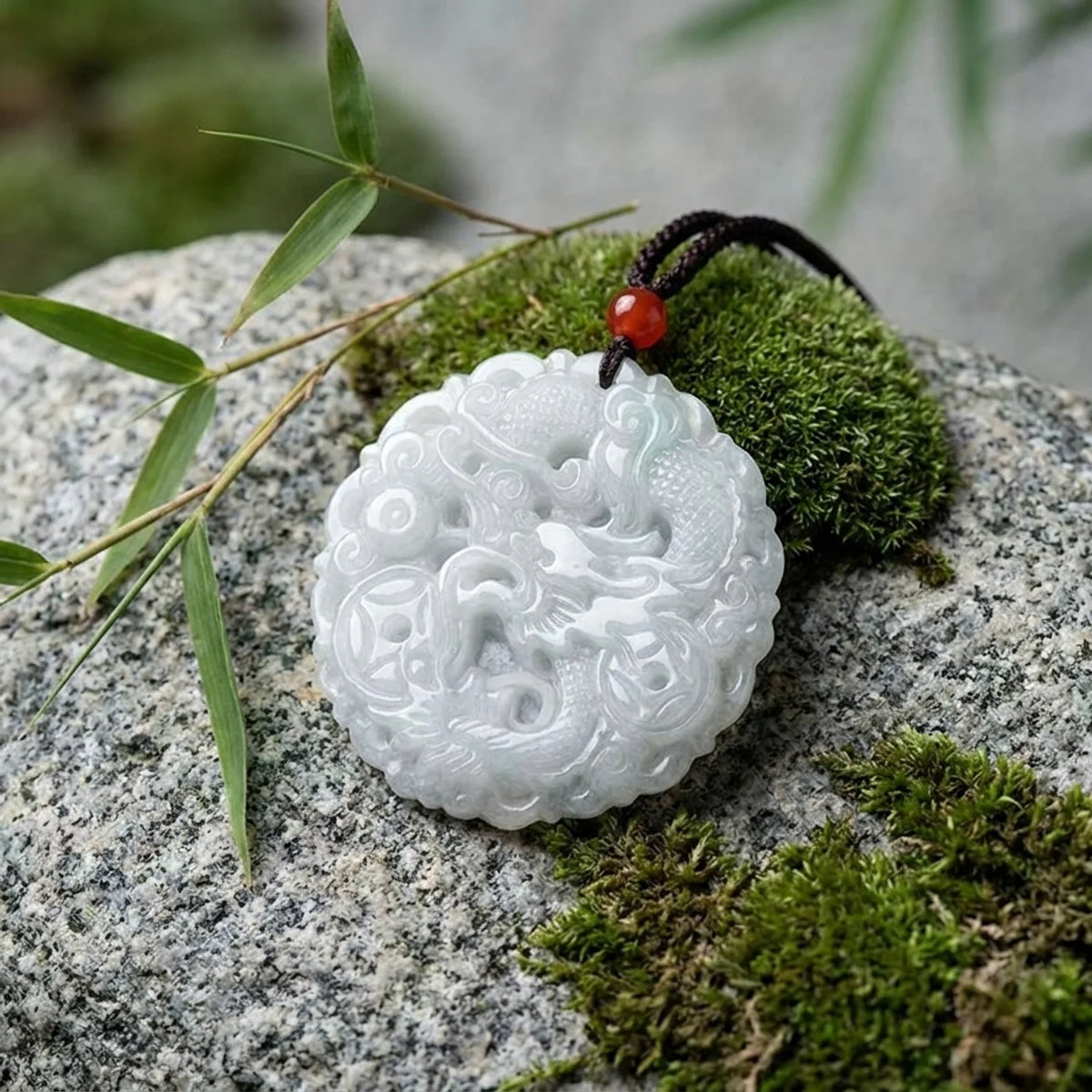 White Jade Dragon Protection Pendant Necklace