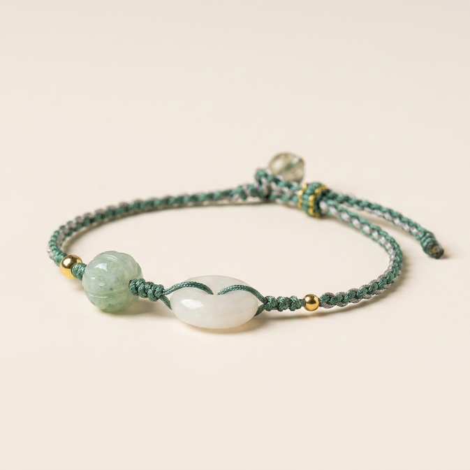 White Jade Peace Buckle Pumpkin Bead Bracelet