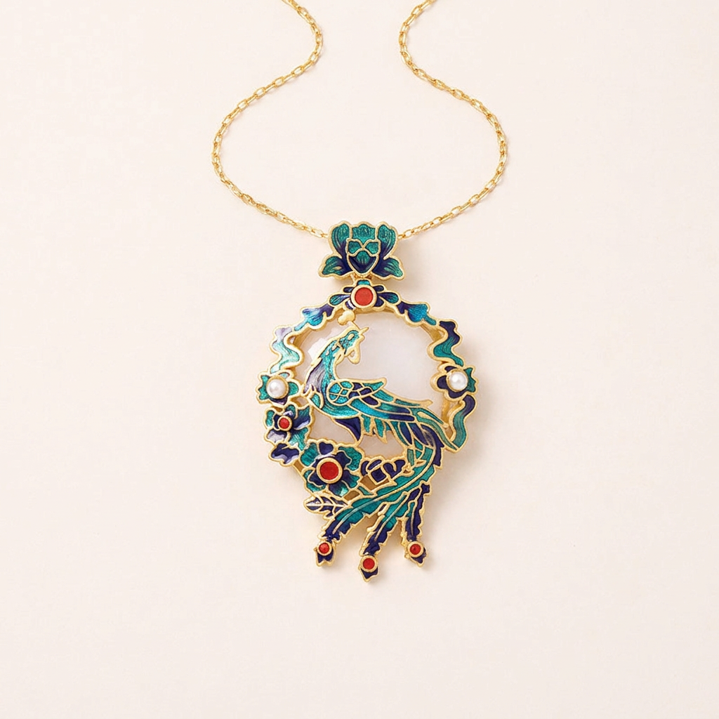 White Jade Phoenix Pendant Necklace