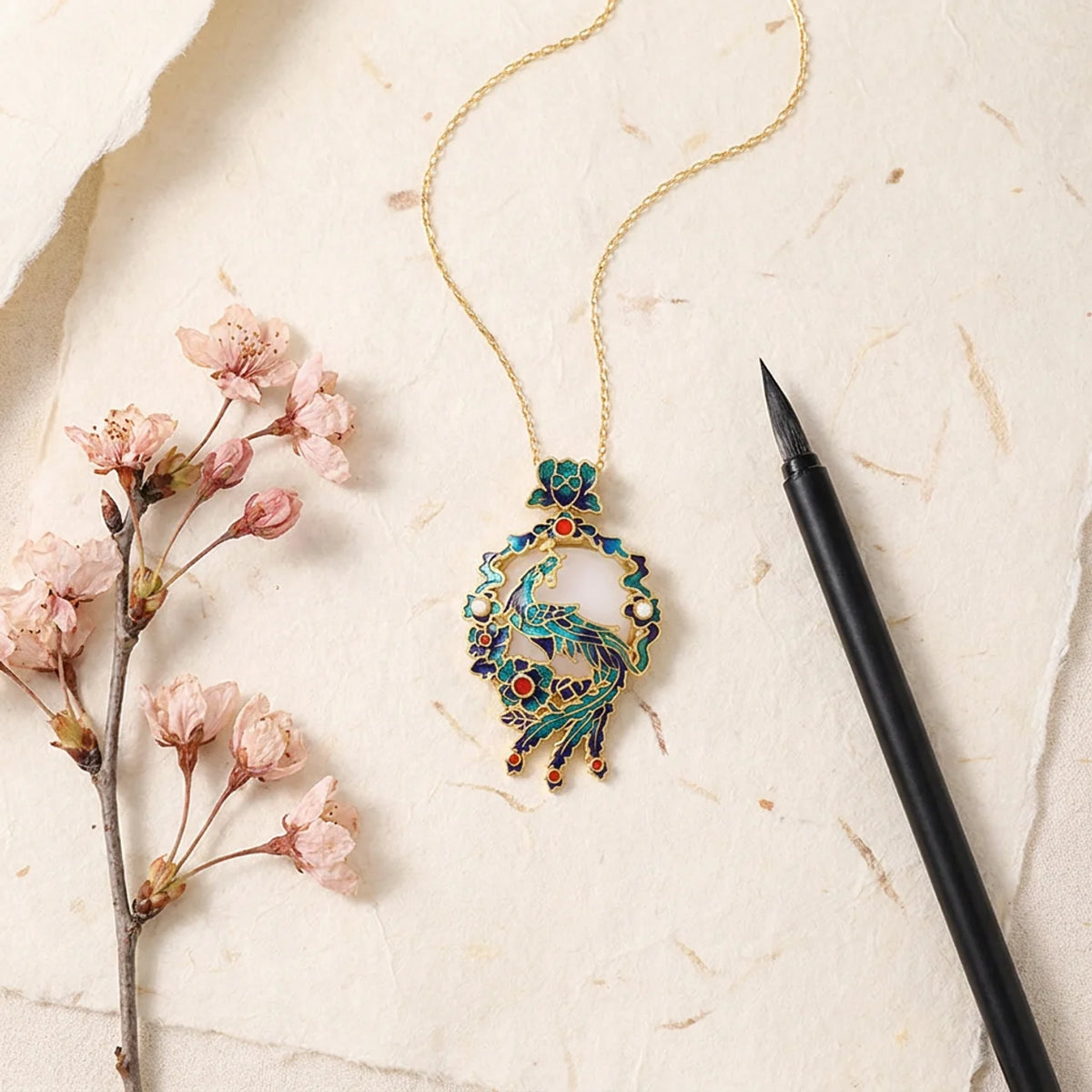 White Jade Phoenix Pendant Necklace