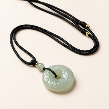 White Jade Ping An Kou Pendant Necklace