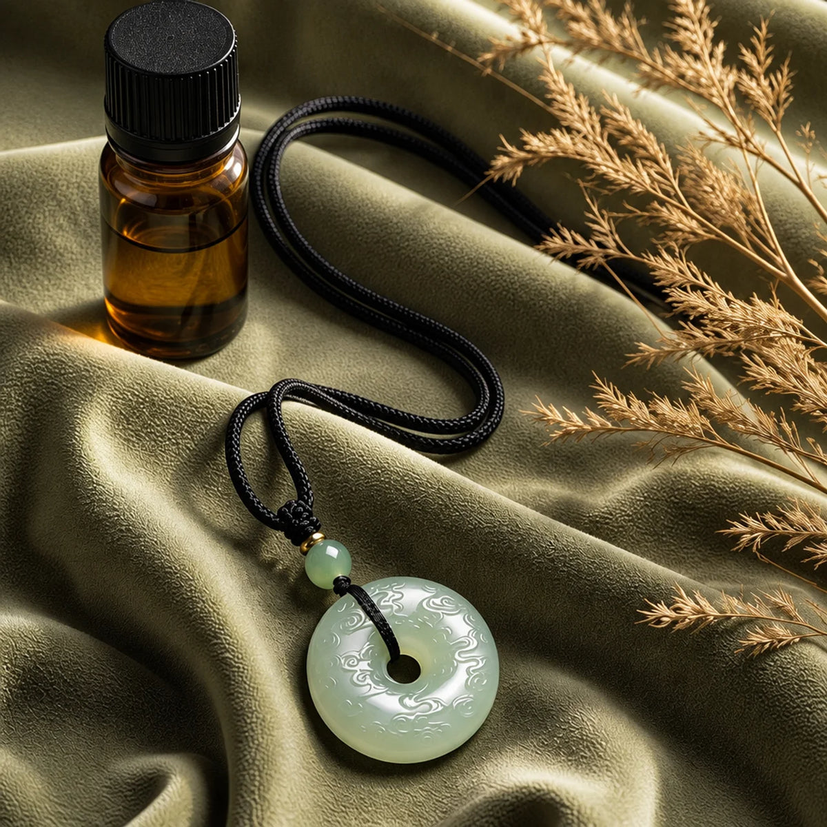 White Jade Ping An Kou Pendant Necklace