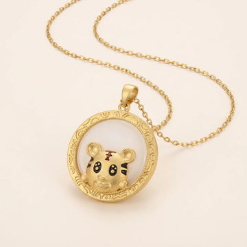 White Jade Year of the Tiger Pendant Necklace