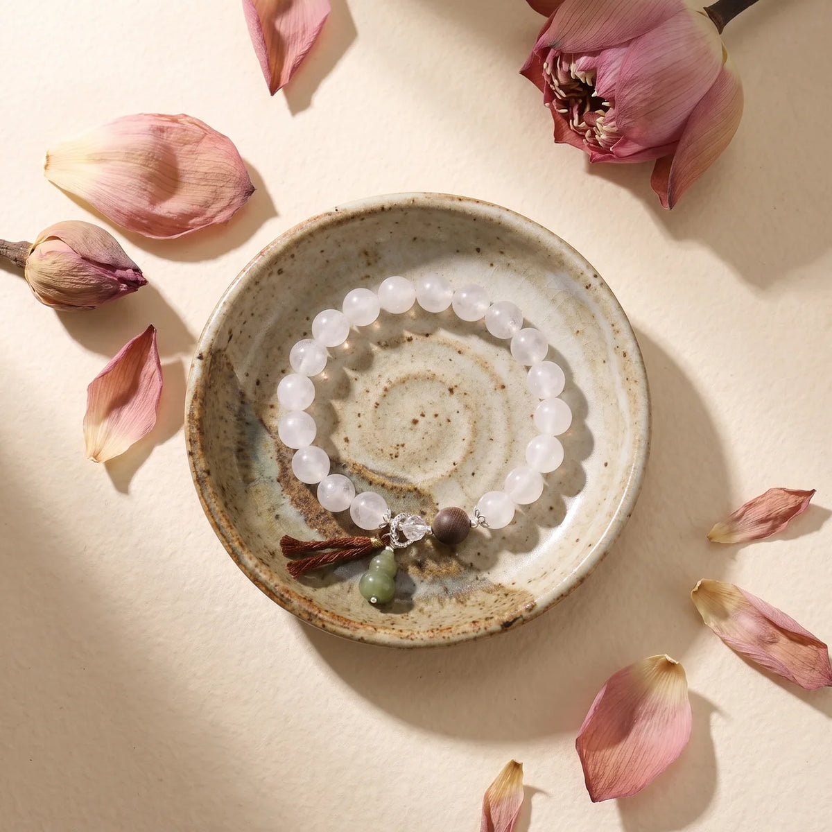White Phantom Quartz Jade Gourd Bracelet