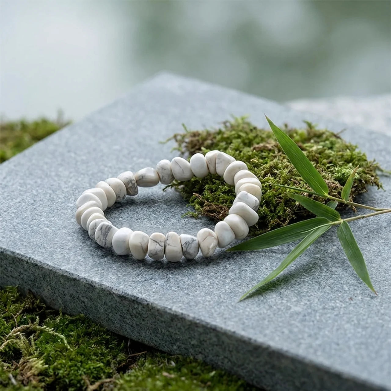 White Turquoise Irregular Blocks Bracelet