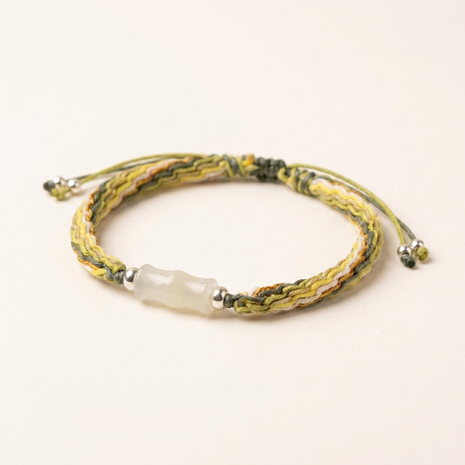 White Jade Bamboo Lucky Knot Bracelet