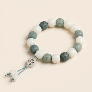 White Jade Bodhi Six True Words Bracelet