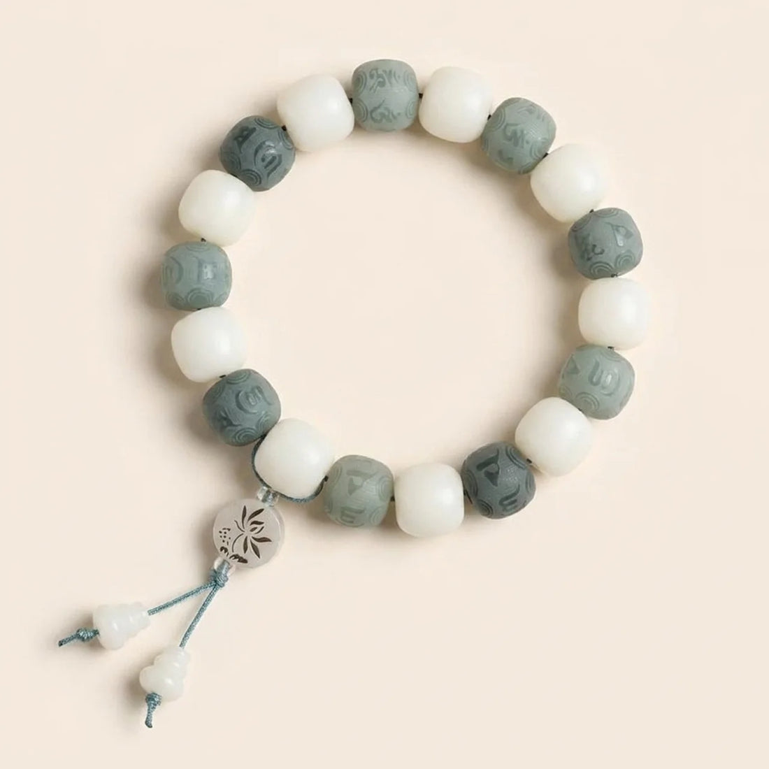 White Jade Bodhi Six True Words Bracelet