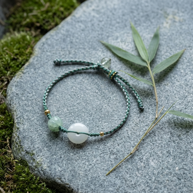 White Jade Peace Buckle Pumpkin Bead Bracelet