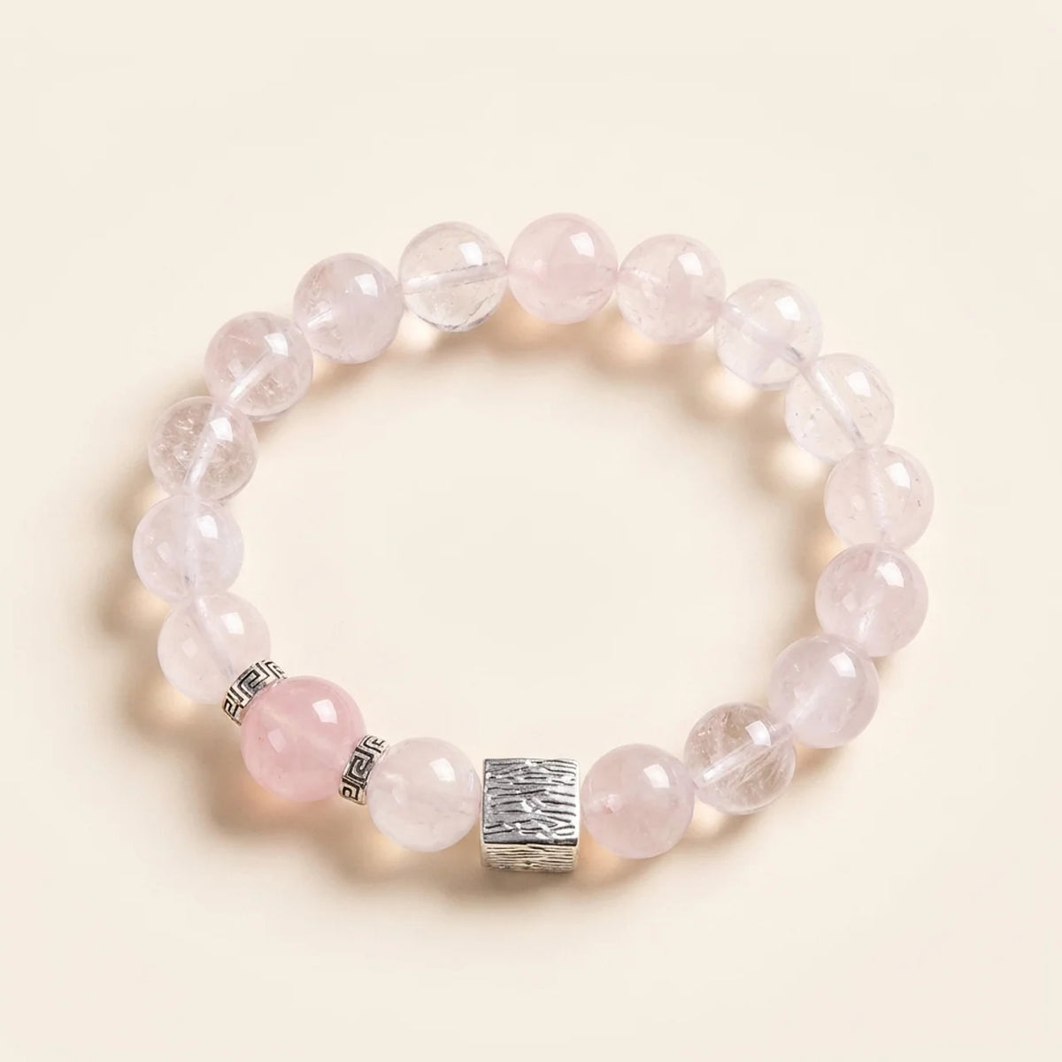 White Phantom & Rose Quartz Crystal Bracelet