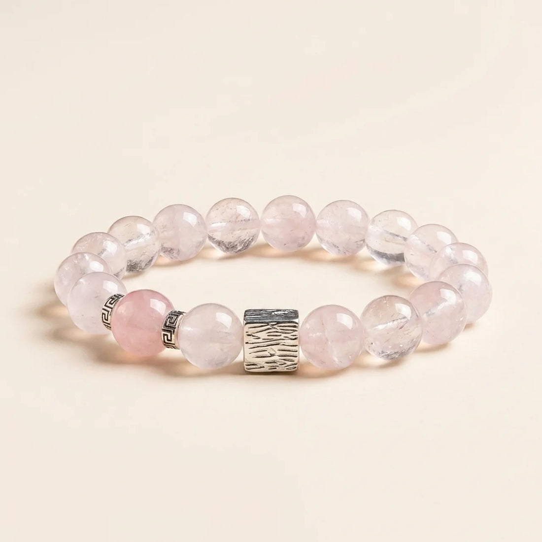 White Phantom & Rose Quartz Crystal Bracelet