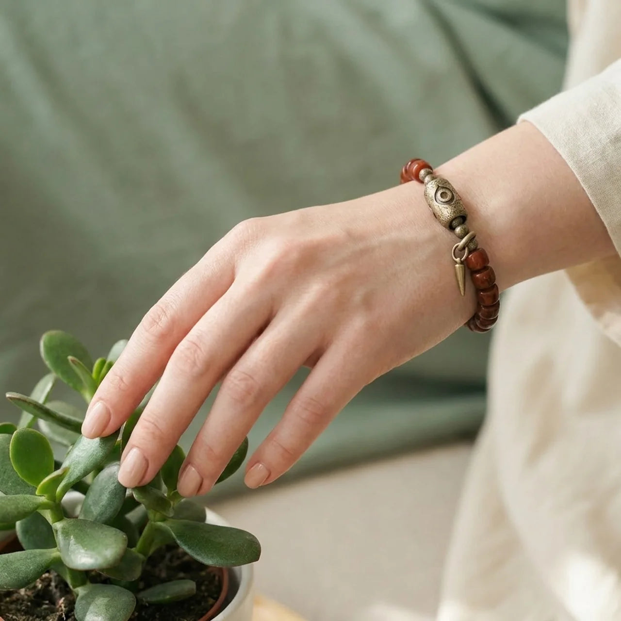 Yak Bone Dzi Copper Cone Strength Bracelet