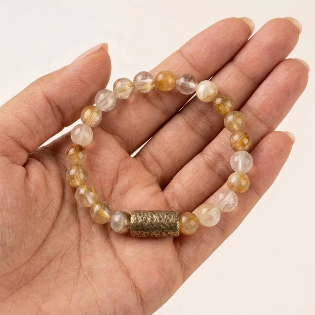 Yellow Rainbow Quartz Beaded Bracelet