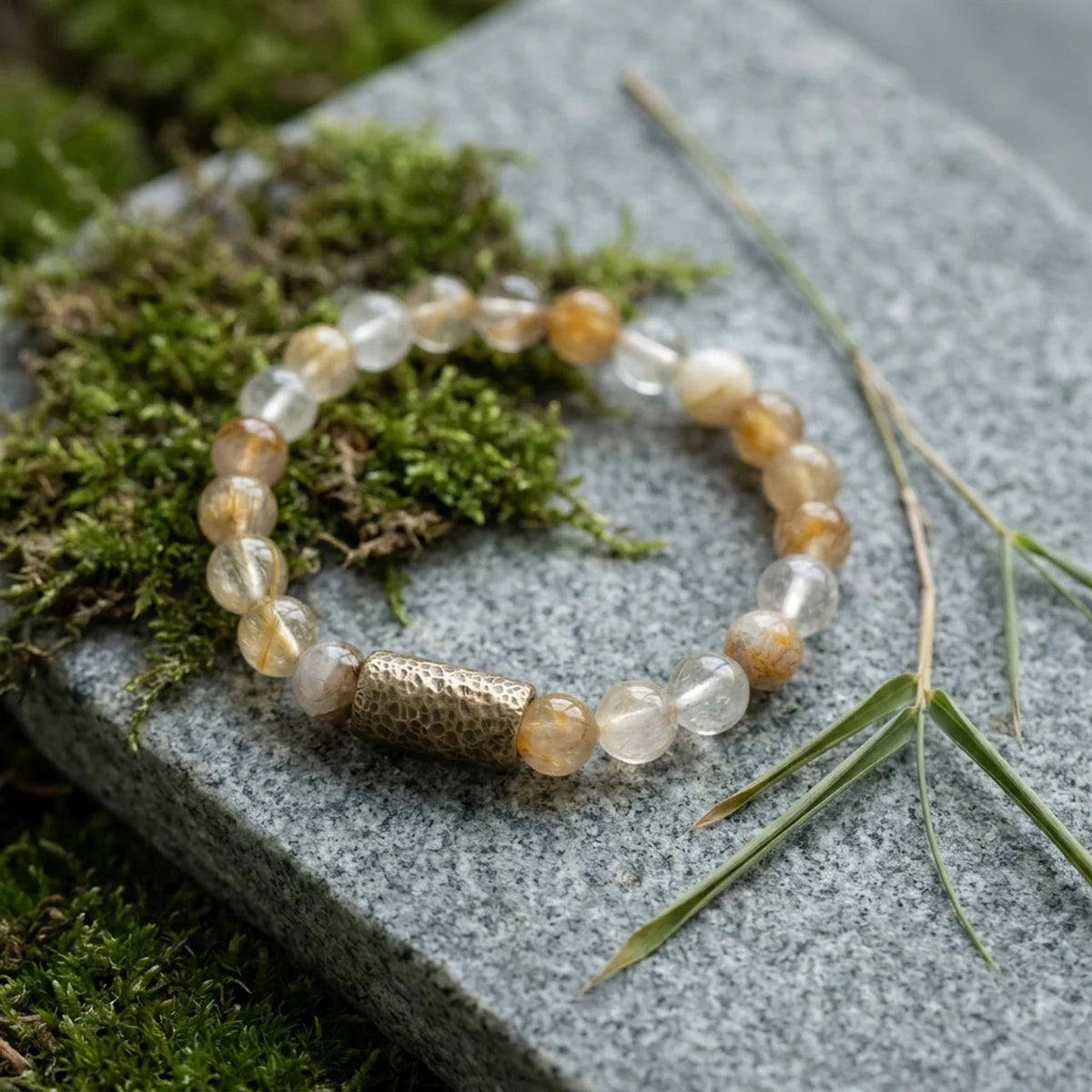Yellow Rainbow Quartz Beaded Bracelet