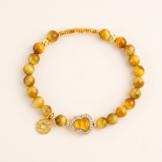 Yellow Tiger Eye Wu Lou Wealth Bracelet