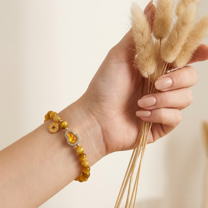 Yellow Tiger Eye Wu Lou Wealth Bracelet