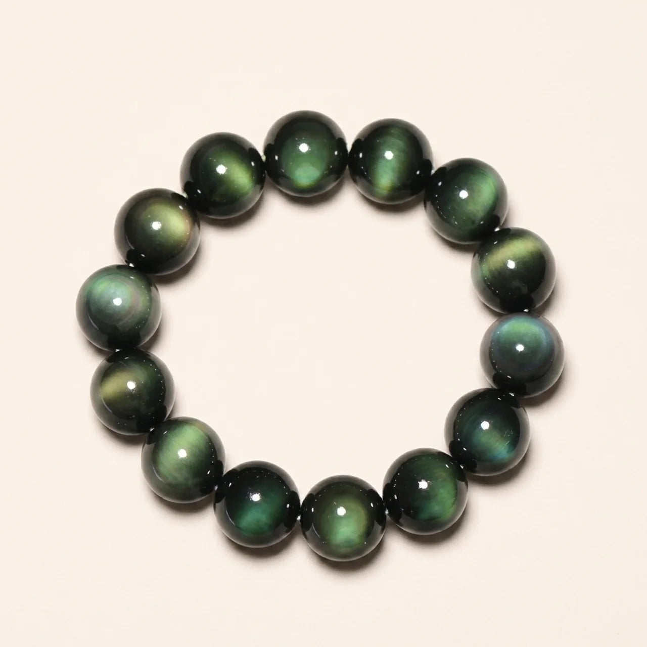 Natural Green Eye Obsidian Bracelet