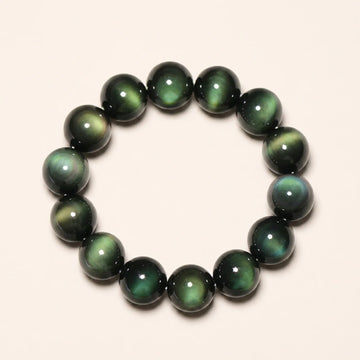 Natural Green Eye Obsidian Bracelet