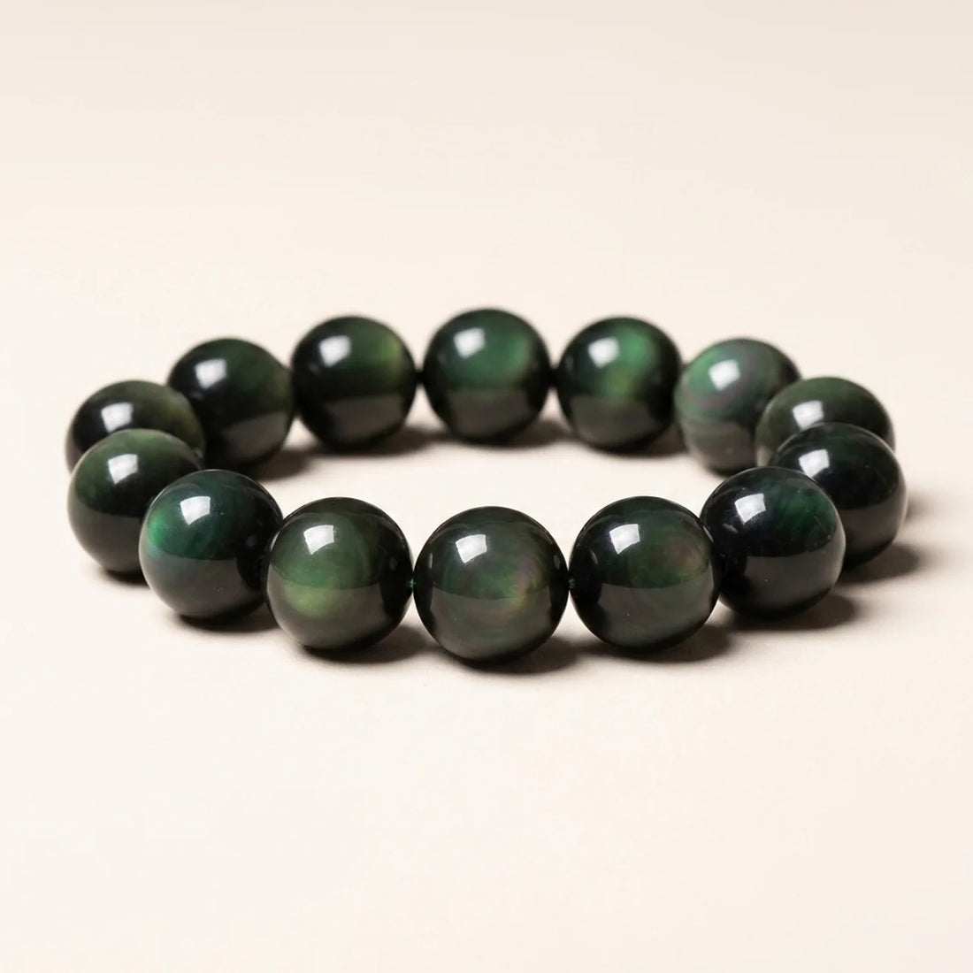 Natural Green Eye Obsidian Bracelet