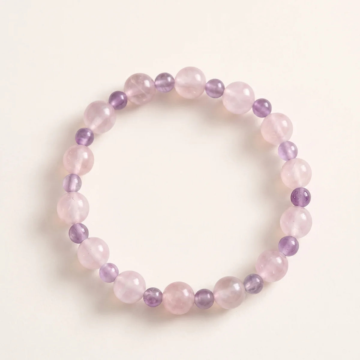 Bracelet en quartz rose et améthyste lavande