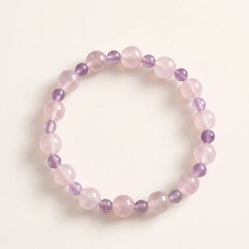 Bracelet en quartz rose et améthyste lavande