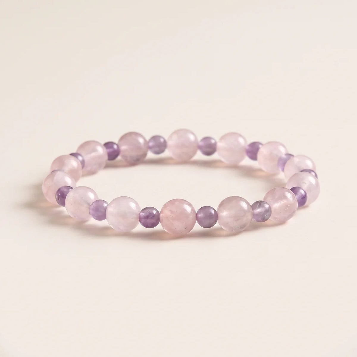 Bracelet en quartz rose et améthyste lavande