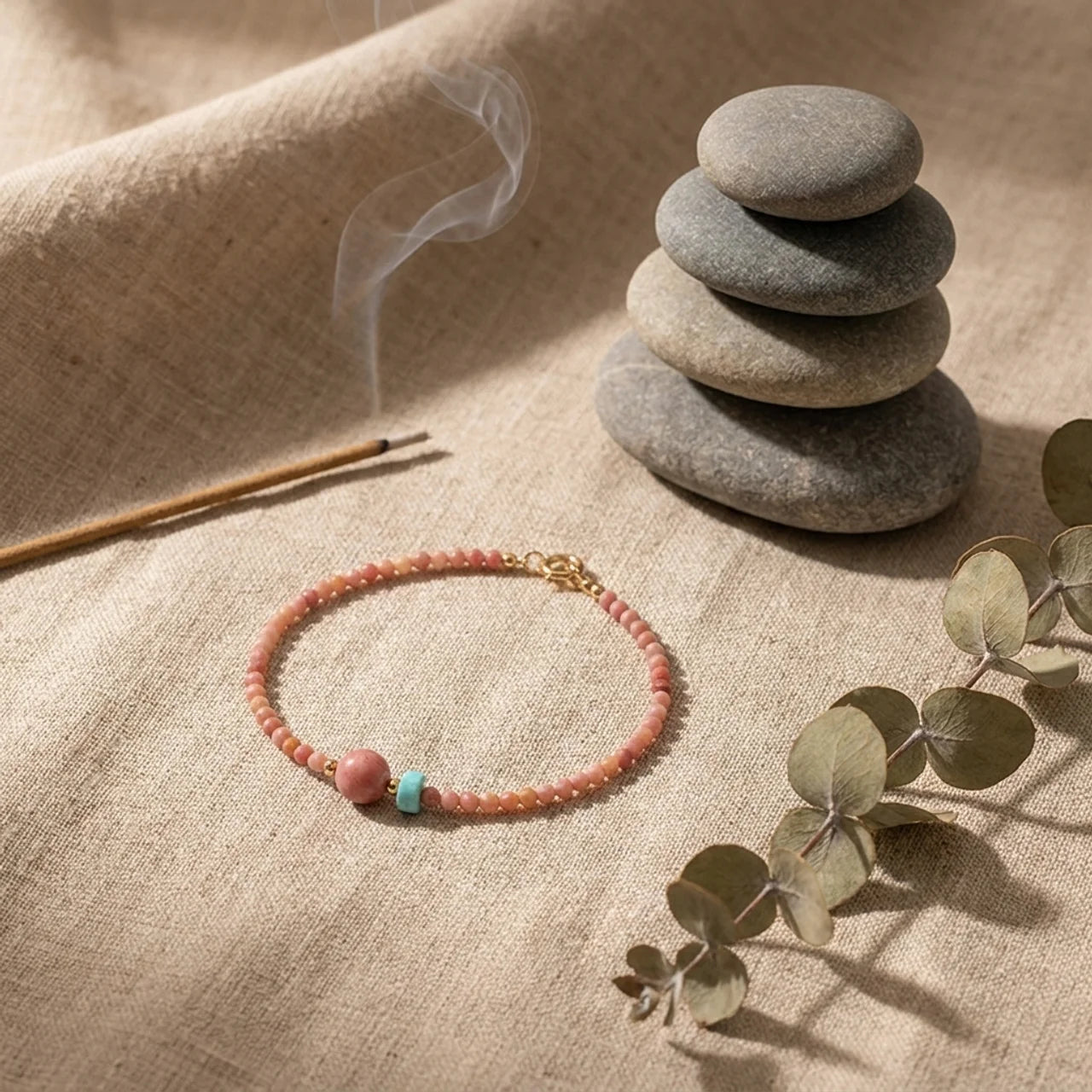 Natural Rhodonite Loving Energy Chain Bracelet