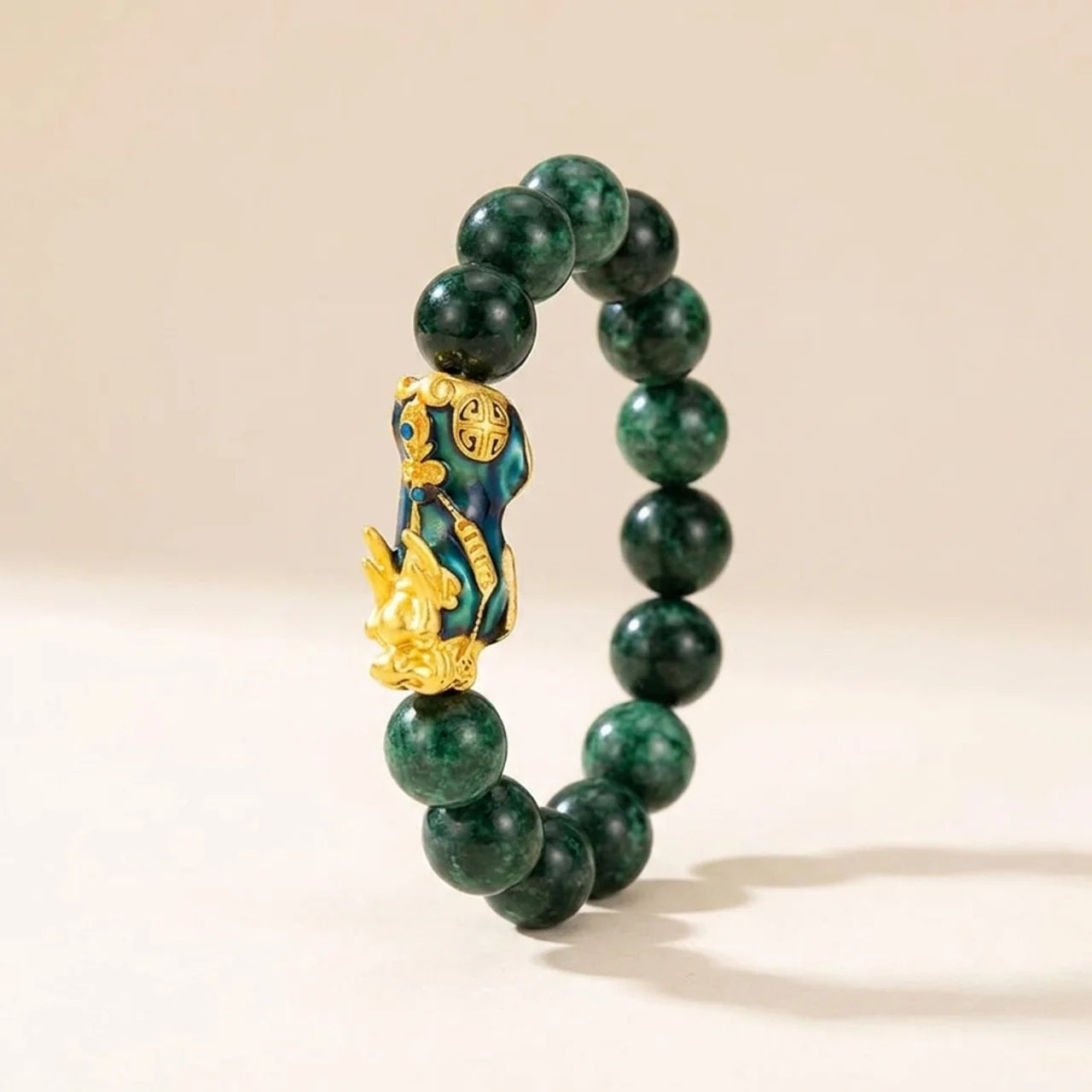 Natural Green Jade Pixiu Bracelet