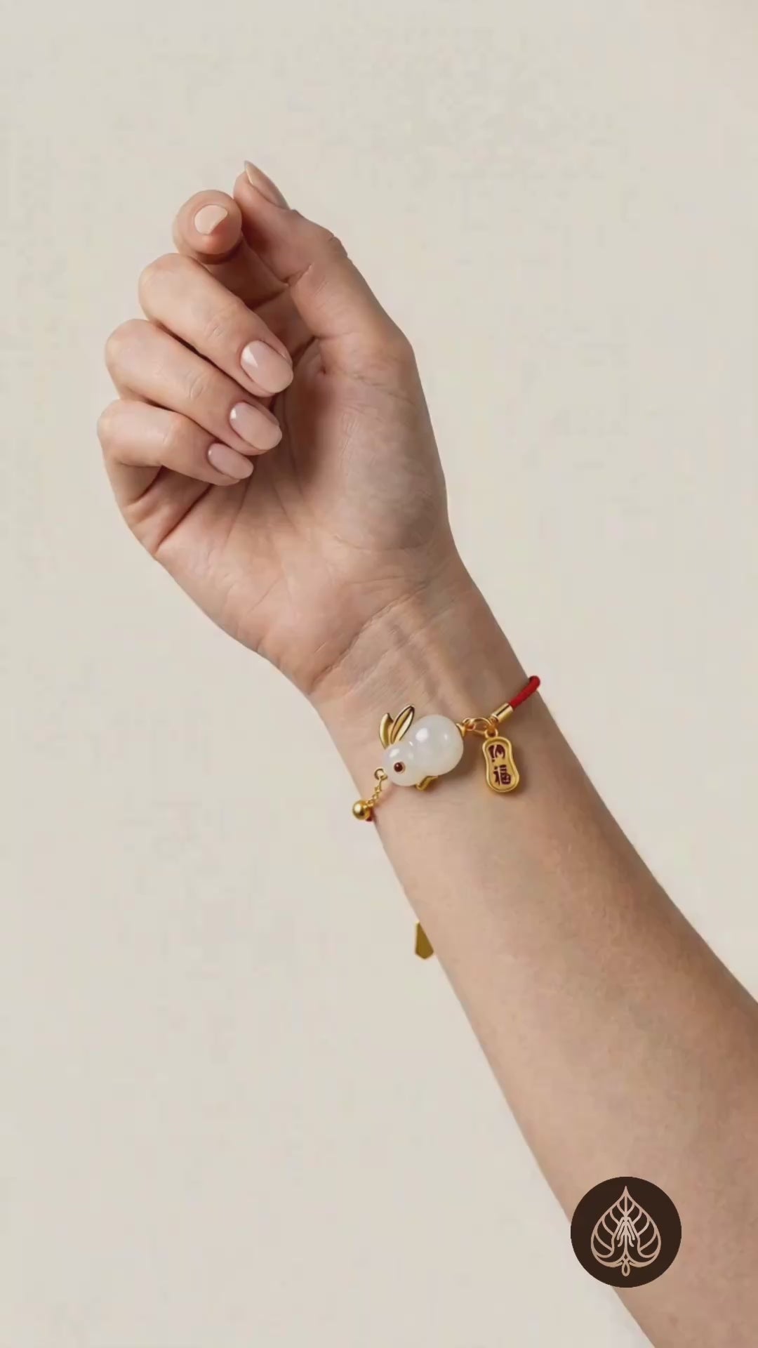 White Jade Rabbit Red String Chain Bracelet
